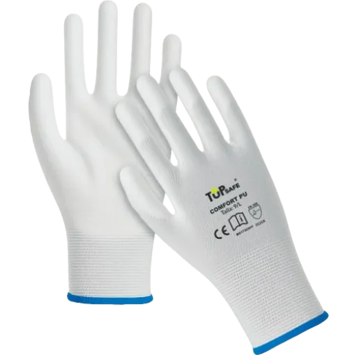Guante Nylon Poliester Recubierto Poliuretano Cal 18 Comfort PU White T10
